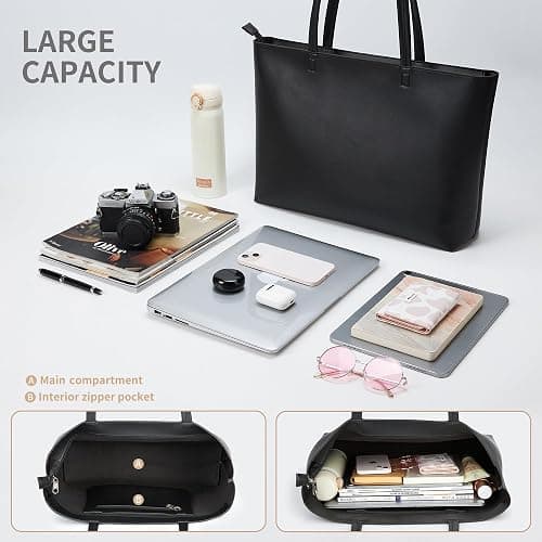 KALIDI Tote Bag Zipper Shoulder Bag Faux Leather Purses Satchel for Women Casual Handbag Work Dating College thumbnail 3