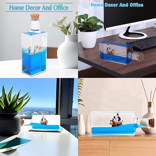 Unsinkable Thousand Sunny Anime Pirate Ship in A Bottle - Floating Boat Liquid Motion Ocean Desk Decor, Unique Birthday Gifts for Men Women Anime Lovers, Desk Ornament for Home Office Decorations thumbnail 5