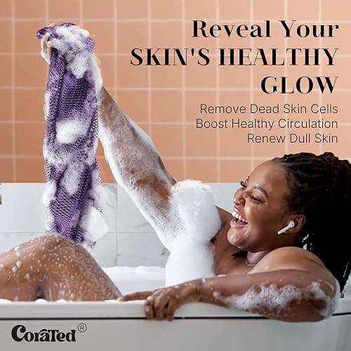 CORATED African Net Sponge Authentic, Shower Loofah Exfoliating Bath Sponge, Body Scrubber for Women and Men Daily Use Body Care, Travel Portable Bath Accessories for Bathroom (Blue & Black) thumbnail 4