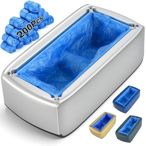 LYSHIYI Shoe Cover Dispenser with 200pcs Disposable Shoe Covers, Automatic Shoe Cover Machine Fits shoes up to Men's size 12, Suitable for Home, Factory, Hospital (Silver) - Image 1