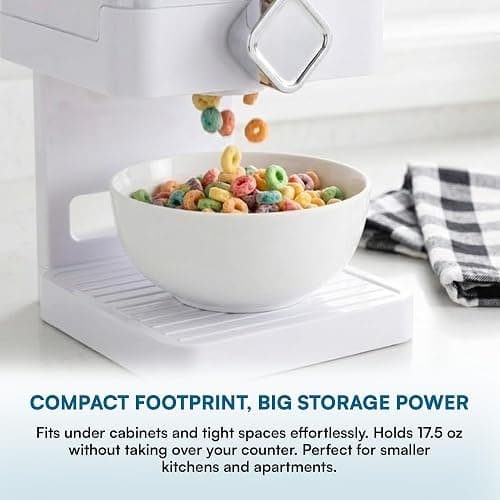 Zevro Compact Dry Food Dispenser, Single Control, White/Chrome thumbnail 8