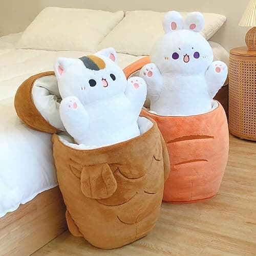 Karoeiwa Cute Taiyaki Cat Plush Pillow Small Size 11.8 inch Kitten Inside Fish 2 in 1 Kitty Stuffed Animal Ultra Soft Plushies Toys Gifts for Kids Girlfriend Orange thumbnail 6