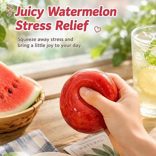 Slushy Watermelon Squishy, Zero Bounce Back Squishys Watermelon Stress Ball, Realistic Fake Food Stress Ball, Mashed Skin Soft Filled Squeeze Relaxing Fidget for Adults (Watermelon) thumbnail 3