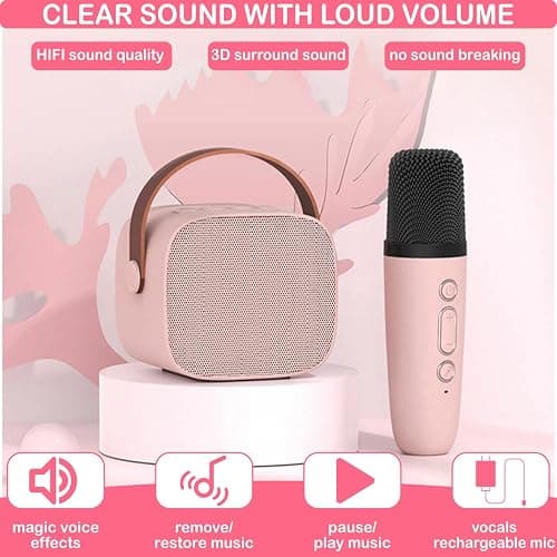 Mini Karaoke Machine for Kids & Adult, 4-12 Years Old Girls Christmas Birthday Gift for Boys, Karaoke Toys Gifts for Girls Ages 4, 5, 6, 7, 8, 9, 10, 12 +Year Old Birthday Party thumbnail 5