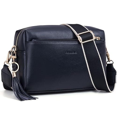 Roulens Triple Zip Small Crossbody Bag for women,Wide Strap Cell Phone Purse Shoulder Handbag Wallet with Credit Card Slots | Triple Zip, Small, Wide Strap - Image 1