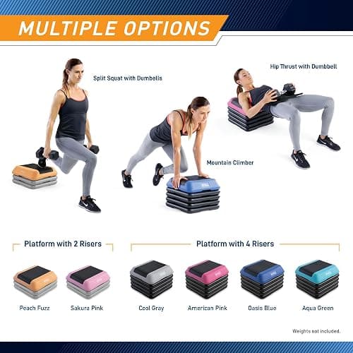Circuit Fitness by Marcy 16 x 16 inches Adjustable Height Aerobic Step Platform with Adjustable Risers, Non-Slip Rubber Surface, Home Exercise Fitness Training, Multiple Color Options thumbnail 5