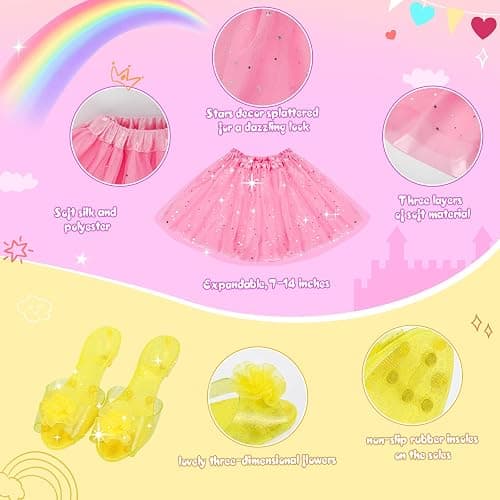 Meland Princess Dress Up for Girls - Dress Up Clothes with Shoes & Skirts, Princess Toys for Toddler Girl 3,4,5,6 Years thumbnail 6