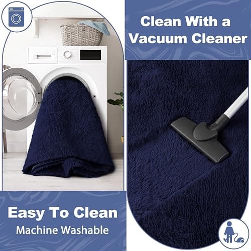 EVOIONOS Ultra Soft Area Rug for Bedroom, 4x6 Machine Washable Fluffy Shag Rug for Living Room, Plush Non Slip Carpet Indoor Floor Bedside Nursery Kids Girls Room Dorm, Home Decor Aesthetic, Navy Blue thumbnail 2