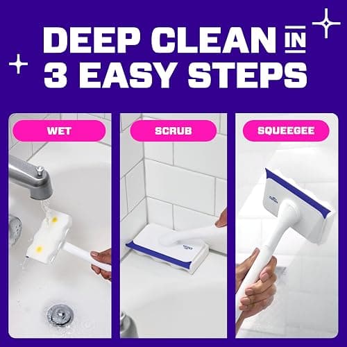 Mr. Clean Magic Eraser Shower & Tub Scrubber, Bathroom Cleaner, All in One Bathroom Cleaner, Lemon Starter Kit, 1 Scrubber & 2 Foaming Magic Erasers thumbnail 5