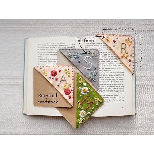 MOTEERLLU Personalized Hand Embroidered Corner Bookmark, Fall-O | A-Z Initial, Cute Book Markers for Reading Women, Book Lovers Gifts for Friends Mom & Teachers, 3.74" thumbnail 3
