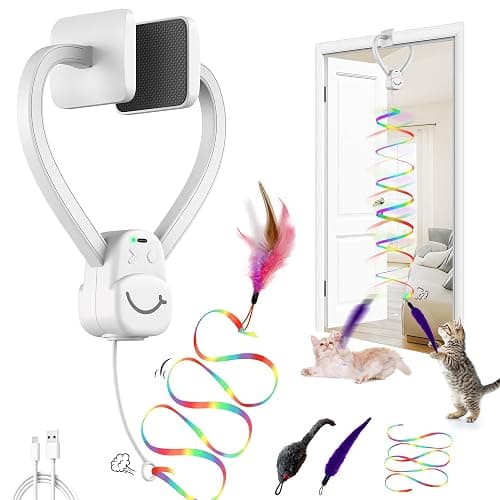Interactive Cat Toys for Indoor Cats,Automatic Hanging Electric Cat Teaser Door Frame & Doorway,Flying Bird Feather Mouse Wand Enrichment Chase Toy,Safe Self Play for Bored Multi Cats Households - Image 1
