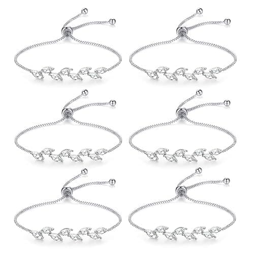 DHQH Bridesmaids Gift Set of 6 or 4 Bridesmaid Bracelet 18K Gold Plated Leaf Bracelet I Couldn’t Tie a Knot Without You Wedding Bridesmaid Proposal Bracelets Jewelry Gifts for Women - Image 1