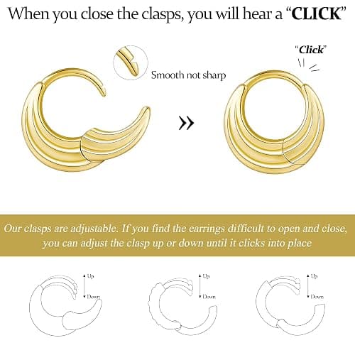 Poxtex Small Sterling Silver Huggie Hoop Earrings Set for Women, Hypoallergenic 14K Gold Plated Hoops Stacks for Multiple Piercings, Dainty Cute Mini Lightweight Cartilage Studs Trendy Jewelry Gift thumbnail 8