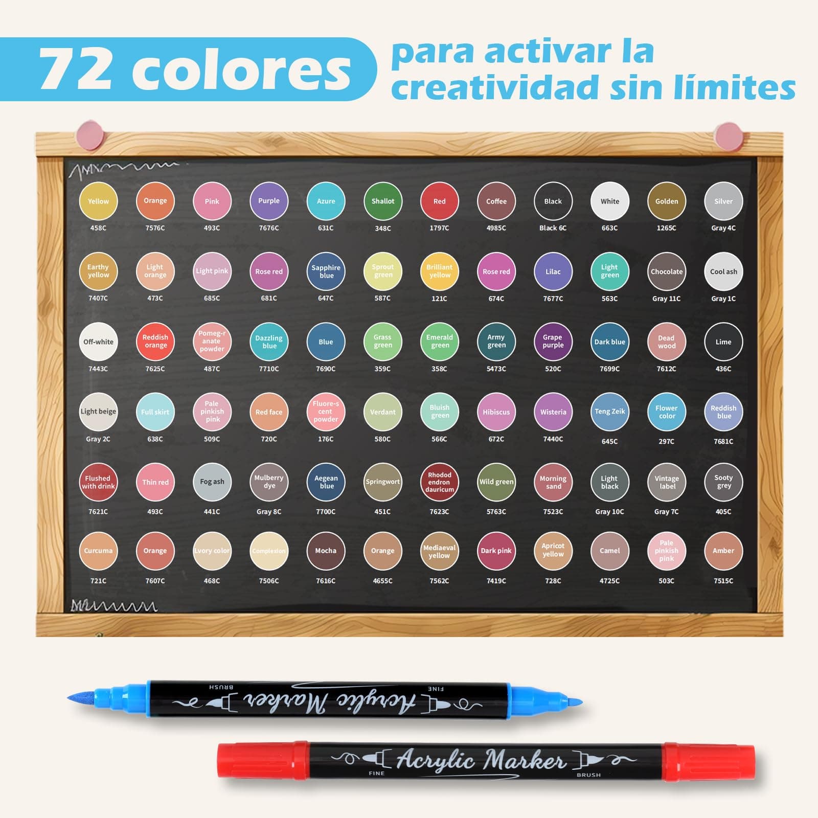 72 Colores Plumone Acrílicos Doble Punta Con Caja, POVOLE Marcadores Arte Punta Fino & Cepillo, Resistente al Agua, No Se Desvanece, Rotuladore Colorear Madera Piedra Vidrio Plástico Metal Caucho thumbnail 6