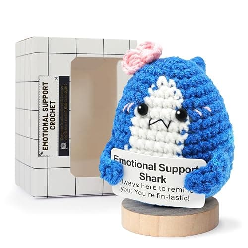 Xiyadun Positive Shark with Bow, Emotional Support Shark Handmade Home Ornaments Animals Desk Decor, Positive Gifts for Shark Lovers Friends Women Men (Style-1) - Style-1 - Image 1