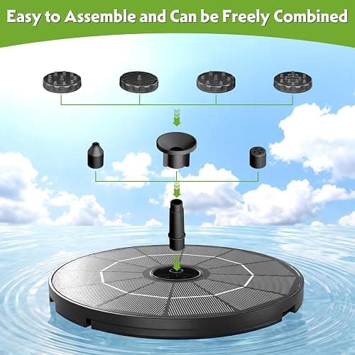 AISITIN Solar Fountain for Bird Bath, DIY Separated Design Solar Fountain Pump with 6 Nozzles & Ground Stakes & 3 Anti-Drift Fixing Bracket, Solar Bird Bath Fountain for Garden Fish Tank Small Pond thumbnail 7