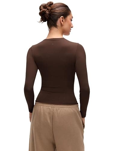 CRZ YOGA Softembrace Crewneck Long Sleeve Shirts for Women - Casual Going Out Tops Soft Basic Fitted Tight Fall T-Shirts thumbnail 2