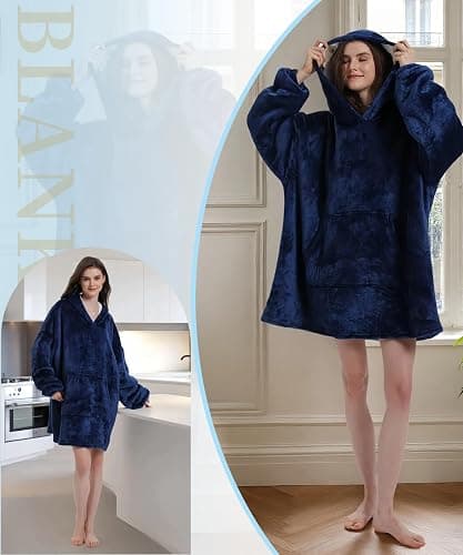 Solvienne Wearable Blanket Hoodie, Men Women Soft Flannel with oversized Pocket Christmas Halloween Cozy Lounge Wear thumbnail 4