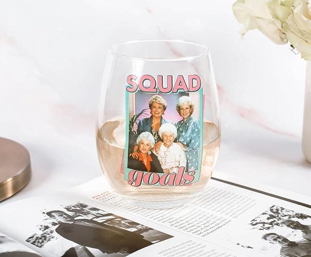 Golden Girls The Squad Goals Stemless Wine Glass | Official TV Show Collectible Drinkware | Novelty Kitchen Gifts, Cocktail Glass For Home Barware | Holds 20 Ounces thumbnail 5