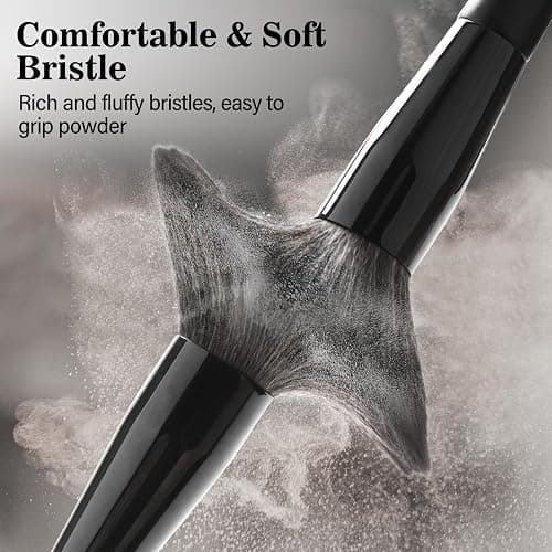 Professional Makeup Brush Set, LUXBRU 20PCs Makeup Brushes with Foundation Eyebrow Blending Concealer Blush Eyeshadow Contour Powder Brush, Make Up Brushes Kit with Travel Case & 2 Powder Puff-Black thumbnail 3
