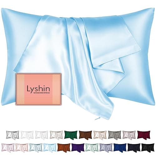 Mulberry Silk Pillow Cases Standard Size with Hidden Zipper, Ultra Smooth and Soft Breathable Cooling Silk Satin Pillowcase for Hair and Skin, Gifts for Women Men (Sky Blue, 20x26 Inches, 1 Pack) - Image 1