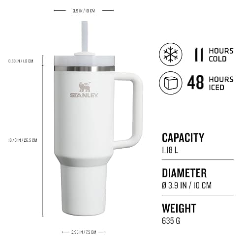 STANLEY Quencher H2.0 Flowstate Tumbler 1.2L - Cold for 11 Hours - Iced for 48 Hours - Metal Water Bottle with Straw, Handle and Lid - Dishwasher Safe - Travel Mug for Cold Drinks - Frost thumbnail 2