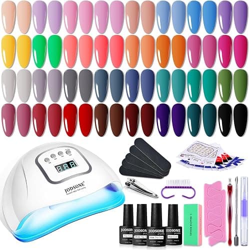 JODSONE Gel Nail Polish Kit with U V Light 32 Color Soak Off Base&Top Glitter Coat Gel Polish for DIY Manicure Lovers - Image 1