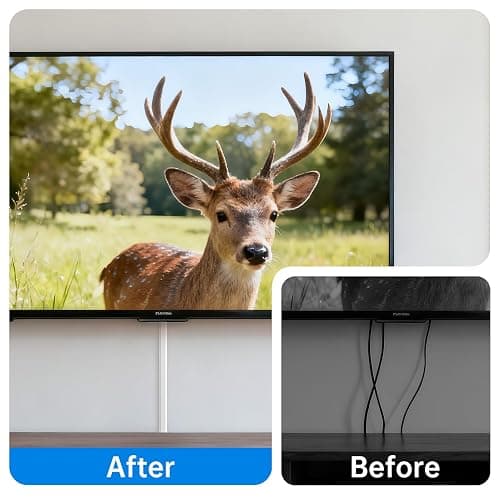Delamu Cord Hider, Cord Covers for 3-4 Wires on Wall, Large Cable Hider Cable Management, Easy Set up Wire Hiders Wire Covers for Cords on Wall, TV Cables Cover Raceway, 6X W1.18 H0.67in, White thumbnail 3