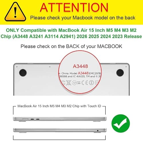 Fintie Hülle Kompatibel mit MacBook Air 15 Zoll M5 M4 M3 M2 (2026-2023) | A3448 A3241 A3114 A2941, Ultradünne Hartschale Schutzhülle Snap Case Cover, Transparent thumbnail 2