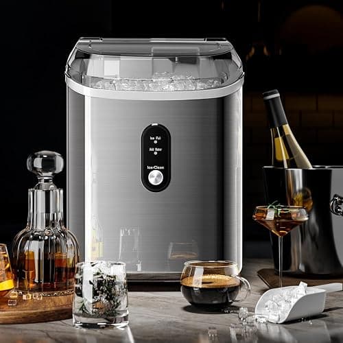 Kismile Nugget Ice Makers Countertop, 35Lbs/24H, Portable Sonic Ice Machine with Self-Cleaning/One-Click Operation for Home/Office(Stainless Steel Silver) thumbnail 7