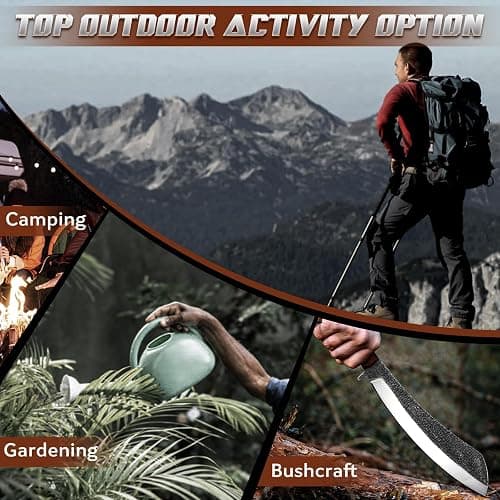Golden Bird Outdoor Messer Survival Machete Großes Full Tang Design mit Holzgriff und Eichenholz-Scheide – Präzise Bushcraft Messer für Camping, Gartenarbeit und Überlebenssituationen- Geschenke thumbnail 6