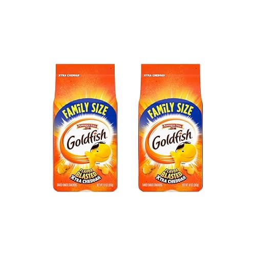 Goldfish Crackers, Flavor Blasted Xtra Cheddar Crackers, Family Size, 10 Oz Bag (Pack of 2) - Image 1