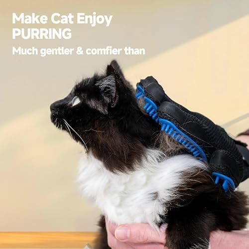 NVNAN Pet Hair Removal Glove for Dogs & Cats, 2-in-1 Deshedding Brush & Massage Mitt - Grooming Gloves for Shedding Control, Bathing and Washing, Safe for Short/Long Hair Pets 2-Pack (Blue) thumbnail 6