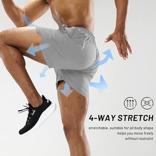 MIER Men's Workout Running Shorts Quick Dry Active 5 Inches Shorts with Pockets, Lightweight, Breathable thumbnail 3