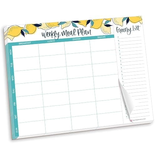 bloom daily planners Magnetic Meal Prep Pad for Fridge - 60 Tear-Off Sheets with Perforated Grocery List - Weekly Menu Organizer (8.5 x 11, Lemons) - Image 1
