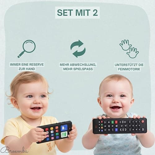 Broemba Fernbedienung Baby & Handy - Realistisches Spielzeug ohne Elektronik - 100% Silikon Beißring für Jungen und Mädchen - BPA Frei thumbnail 6