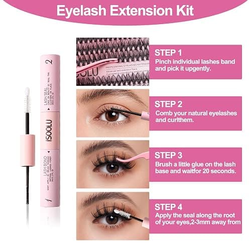 ISOOLU Fairy Lash Clusters Manga Individual Lashes C Curl Wispy Eyelash Clusters WideSpan Eyelash Extension Kit with Lash Bond and Seal Wet-Look Spiky Cluster Lashes (Fairy Kit) thumbnail 5