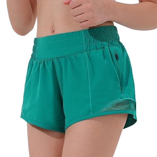 Aurefin Girls Athletic Shorts, Lightweight Running Shorts for Teen Girls Kids Sports Active Short with Zip Pocket and Elastic - Image 1
