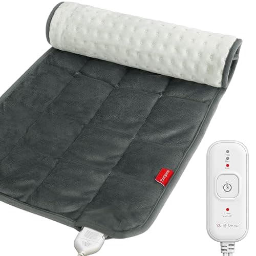 Comfytemp Weighted Heating Pad for Back & Cramps, 2.2lb Electric Neck Shoulder Heat Pad, Birthday Gifts for Women Men Mom Dad, 2H Auto-Off, 12x24, Washable, Gray - Image 1