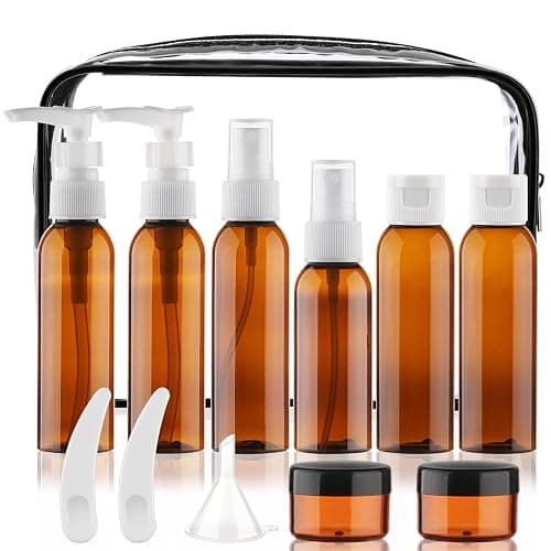 Cosywell Travel Size Bottles for Toiletries 13 Pack TSA Approved Toiletry Bottles Leak Proof Travel Kit for Women Men TSA Clear Toiletry Bag Shampoo Lotion Skincare Cosmetic Container(Brown) - Image 1