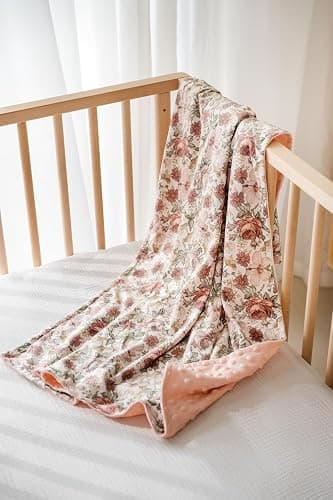 Baby Blankets for Unisex Boys Girls, Soft Plush Minky Blanket with Double Layer Dotted Backing for Infant Newborn Toddler, Vintage Floral Western Wild Flowers 30 x 40 Inch (Vintage Floral) thumbnail 4