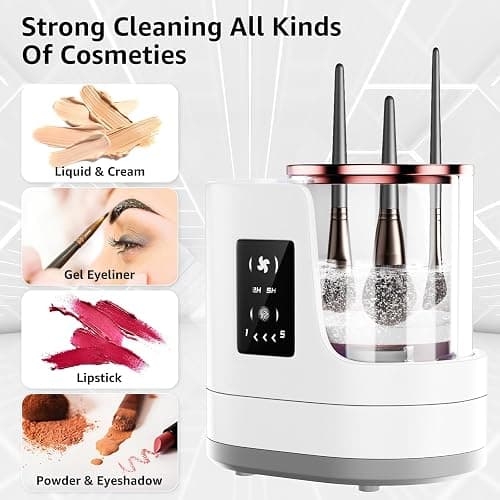 3-in-1 Electric Makeup Brush Cleaner & Dryer, Automatic Brush Cleaner Machine with Deep Cleaning & Adjustable Drying, USB-Powered for All Size Makeup Brushes, Blush Brushes & Sponges thumbnail 5