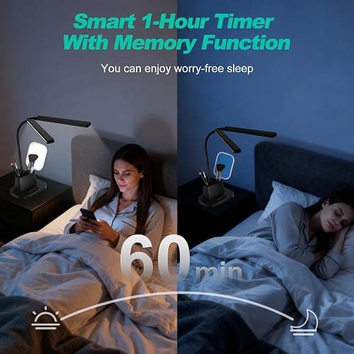 LED Desk Lamp, Eye-Caring Desk Light with Organized Base, 5 Color Modes & 5 Level Brightness, Adjustable Flexible Gooseneck Touch Lamp, Small Desk Lamp for Home Office, College Dorm Room Essentials thumbnail 5