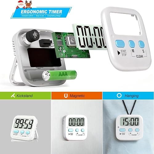 Antonki 2 Pack Digital Timer for Kids, Magnetic Countdown Kitchen Timers for Cooking, Egg, Classroom, Teacher, Exercise, Study, Oven - Battery Included thumbnail 4