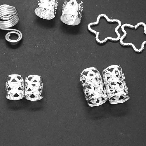 200 Pcs Hair Jewelry for Braids Accessories Loc Jewelry for Hair Dreadlock, Sliver Adjustable Cuffs Braiding Hair Rings Decoration thumbnail 5