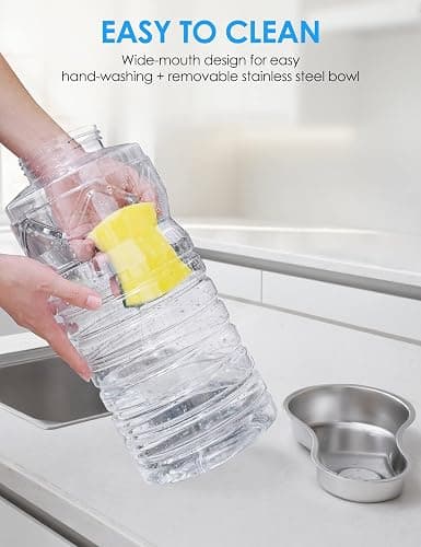 Heouvo 2.5 Gallon Automatic Dog Water Dispenser【Wide Mouth for Easy Hand-in Cleaning】【Removable Stainless Steel Bowl】, Gravity Refilling Large Capacity for Cats and Dogs, Multi-Pet Homes thumbnail 3