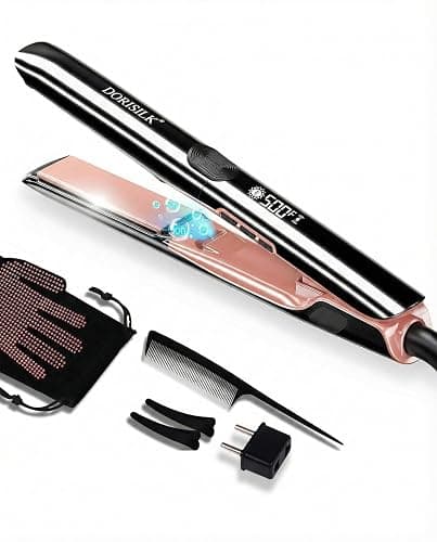DORISILK 500 Degree High Temp Professional Hair Straightener,30s Fast Heating Ceramic Flat Iron ,2 in 1 Hair Straightener and Curler,Plasma Flat Iron Get Frizz-Free ,Dual Voltage for Travel Using - Image 1