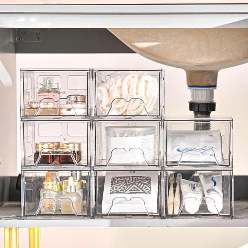 Plastic Drawers Storage, 6 Pack Clear Stackable Storage Drawers, Acrylic Storage Bins with Drawers for Fridge Organizers, Small PlasticDrawers Stackable for Makeup Organizers Cosmetic Display thumbnail 2