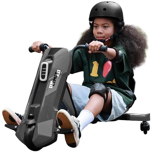 Electric Go Kart for Kids Ages 6-12 - 12V Drifting Go Cart Shift - 360° Spin, Twist Grip, Stepless Speed, Max 5 MPH, 3 Adjustable Seat, Music, Drift Kart for Riders up to 132 lbs, Black - Image 1