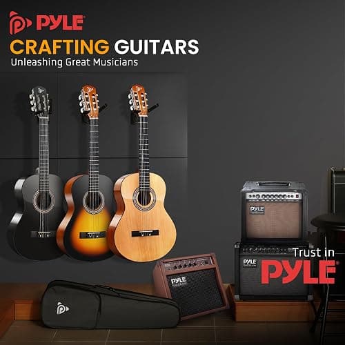 Pyle 30" Beginner Classical Acoustic Guitar - 6 String Junior Guitar with Case, Strap, Tuner, Picks, Nylon Strings, Linden Wood Body & Wooden Fretboard - Ideal for Kids & Beginners thumbnail 7